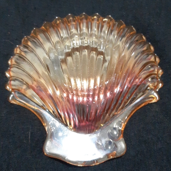 Vintage Seashell Glass Jewelry/Trinket Tray - Picture 3 of 4
